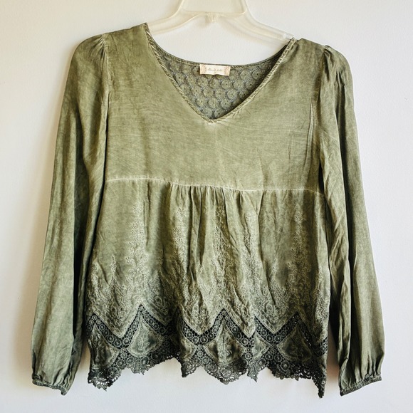 Altar'd State Tops - Altar'd State Embroidered Lace Top Shirt Women Small Green Boho Festival